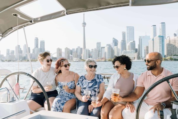 family on yacht